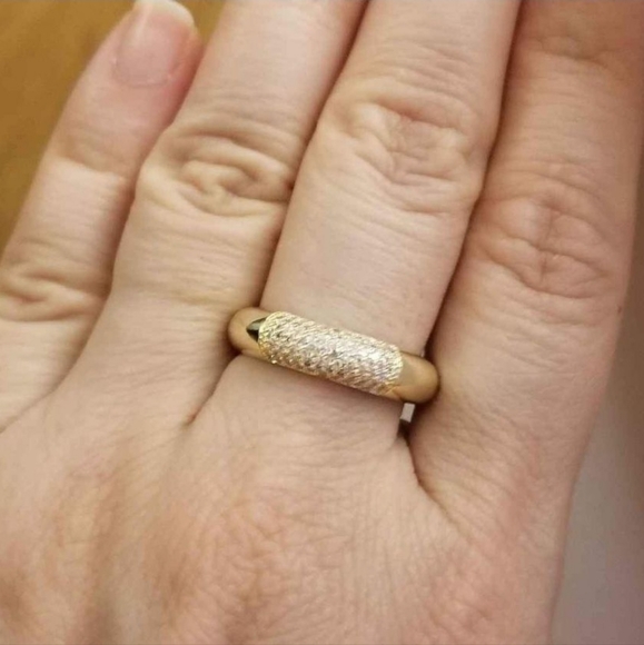 New 18K Gold Plated Diamond Band Ring for Women - Picture 2 of 9